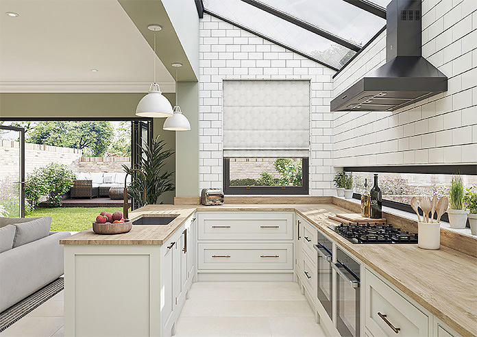 Gentle Palm, Warm Grey - Motorised Roman Blind - Image 8